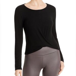 Black Long Sleeve Twist Hem Top